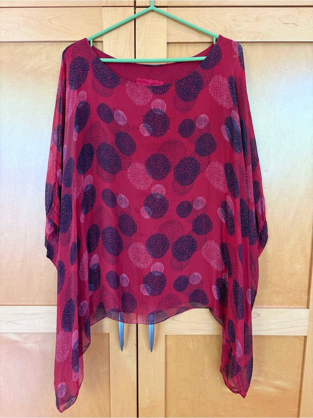 Karma Red Sheer Polka Dot Blouse